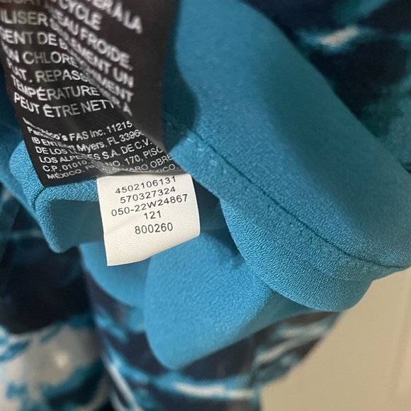 White House Black Market Sleeveless Ruffle Wrap Dress Blue Size 4 Coastal Vacay - Picture 9 of 10